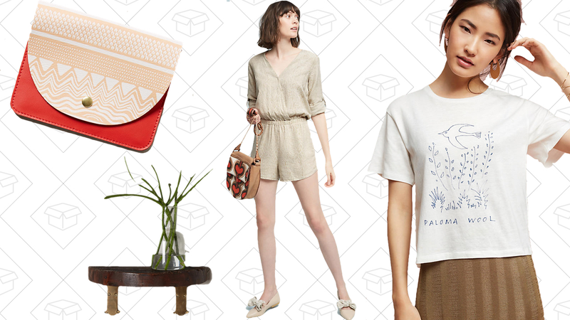 Lunette Passport Pouch, $20 | Crescent Reclaimed Shelf, $20 | Dahl Romper, $70 | Souvenir Tee, $20